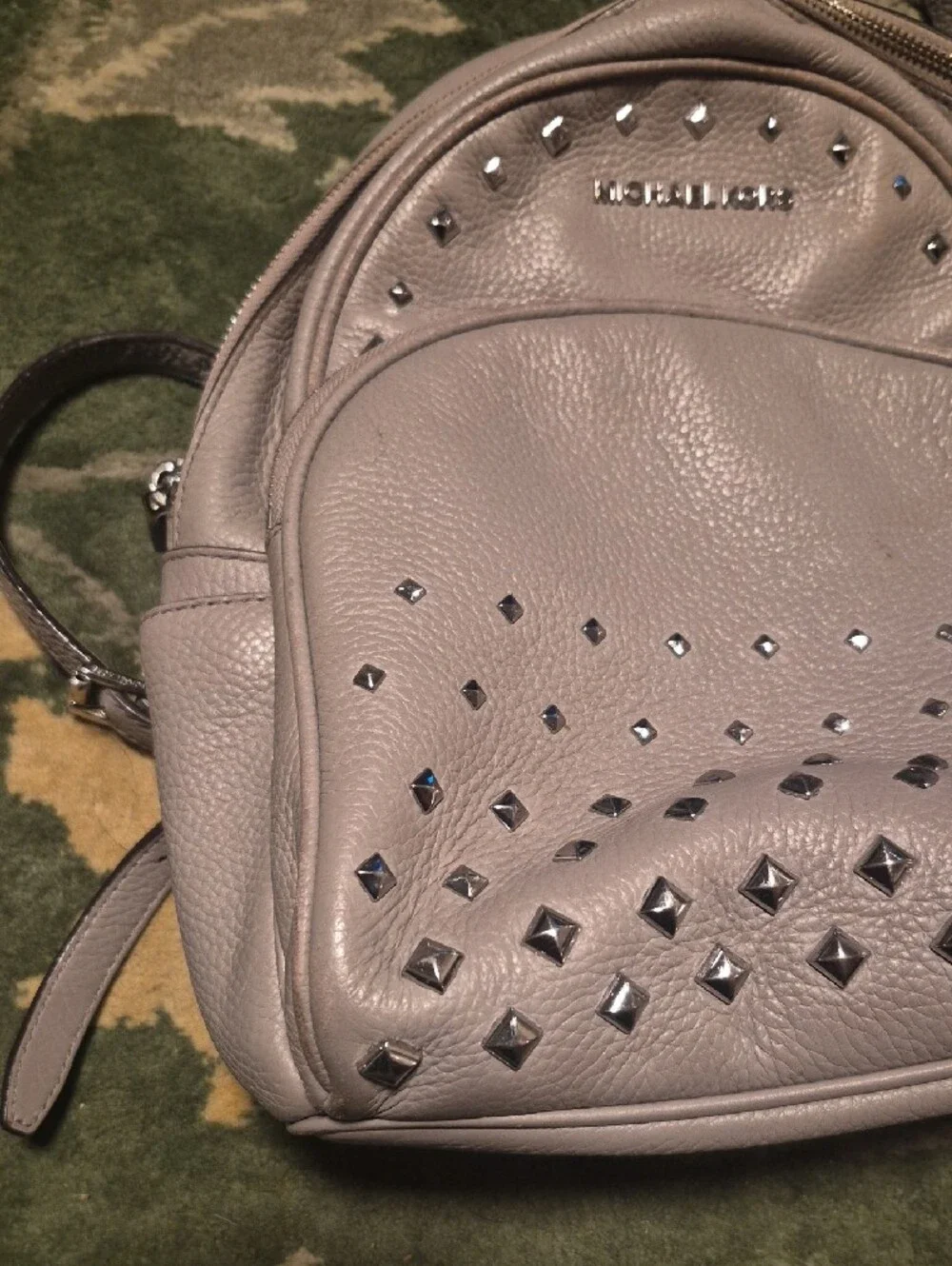 Michael Kors Taupe Studded Leather Mini Backpack